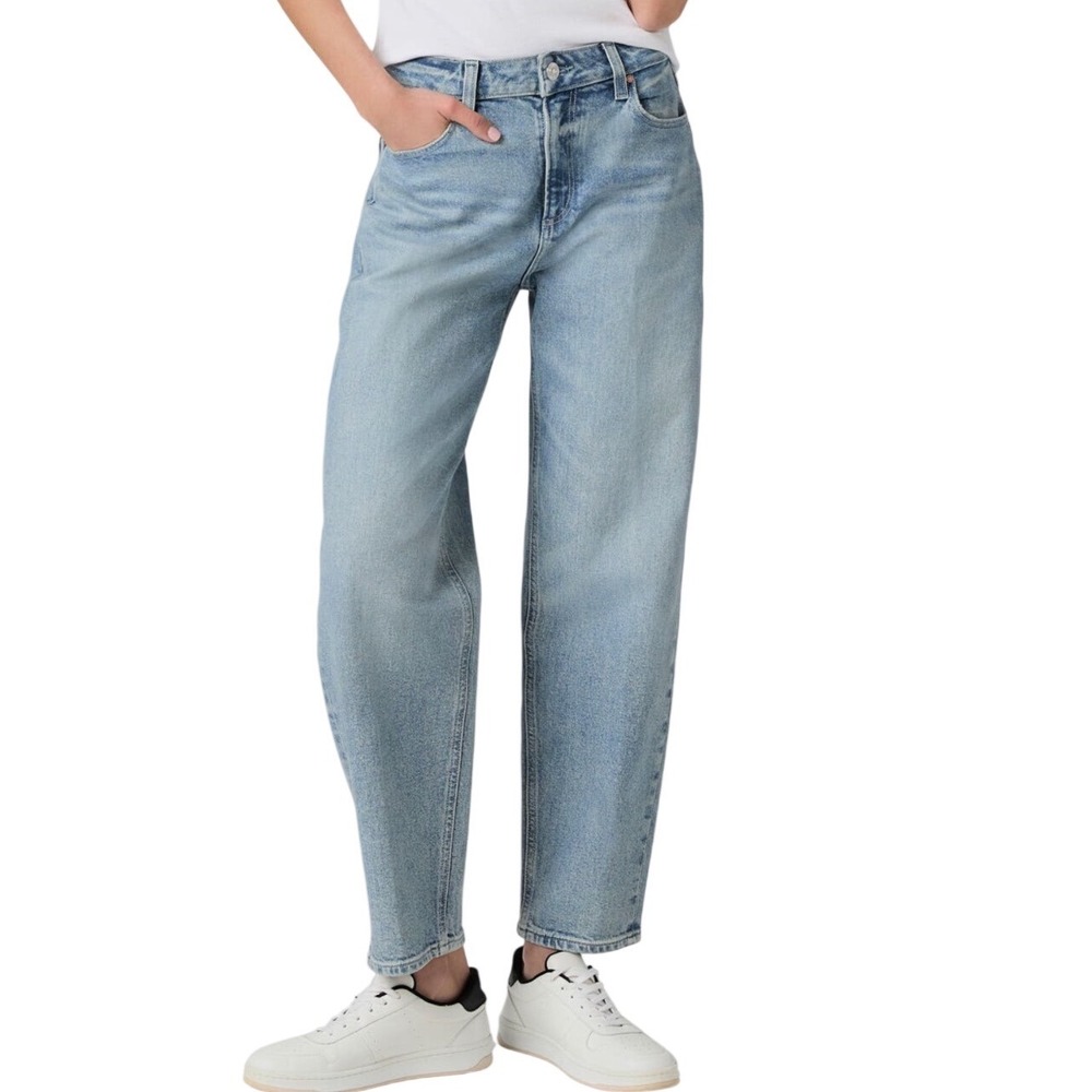 PAIGE Women's Alexis High Rise Ankle Barrel Leg Jeans Light Wash Denim Size 29
